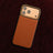 Orange France Goat Skin iPhone Case with burgundy felt background