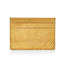 Gold python skin cardholder on a white background