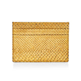 Gold python skin cardholder on a white background