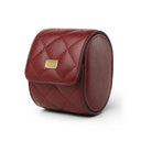 red leather watch roll with gold plate brand name "HIRAM BERON" on it