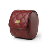 red leather watch roll with gold plate brand name "HIRAM BERON" on it