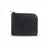 Black full grain  leather wallet with a zipper on a white background