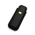 Black textured leather eyeglass case with gold plaque, luxury accessory for sunglasses or glasses storage