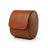 Brown vegetable tanned leatherwatch roll with 'Hiram Beron' branding on a white background