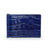 Blue crocodile-patterned money clip wallet on a white background