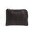 Black leather aligator pattern coin pouch with gold zipper on a white background