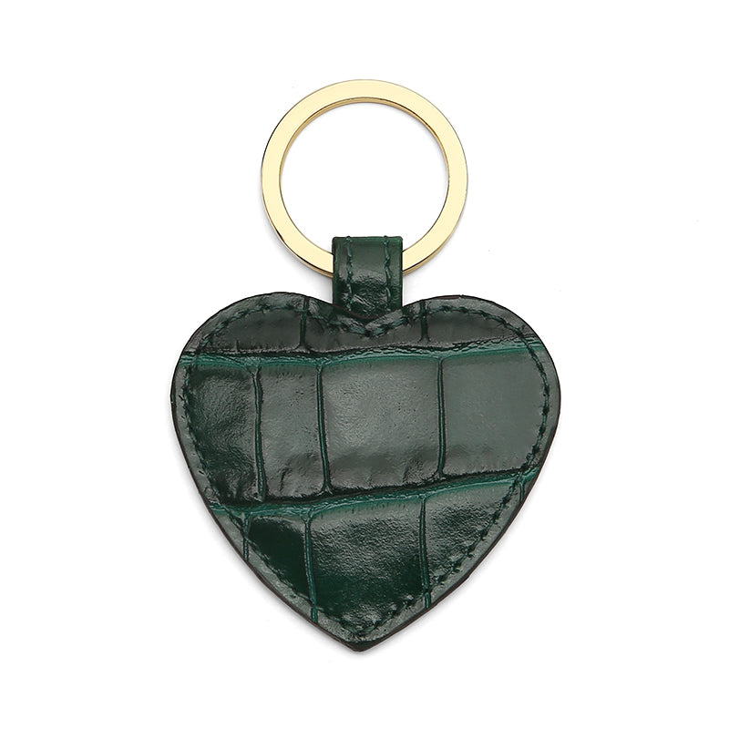 Heart Shape Keychain - Italian Calfskin with Crocodile Pattern