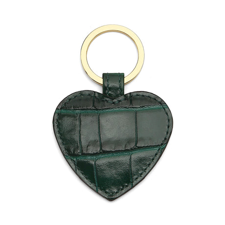 Heart Shape Keychain - Italian Calfskin with Crocodile Pattern