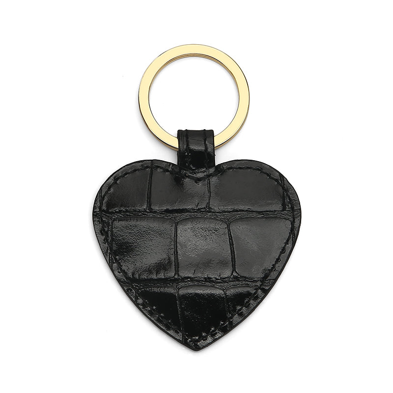 Heart Shape Keychain - Italian Calfskin with Crocodile Pattern