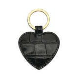 Heart Shape Keychain - Italian Calfskin with Crocodile Pattern