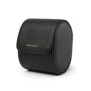 Black leather watch roll with 'HIRAM BERON' branding on a white background