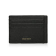 Black caviar pattern leather cardholder with 'Hiram Beron' branding on a white background
