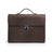 Dark Brown leather tablet briefcases with a silver clasp on a white background
