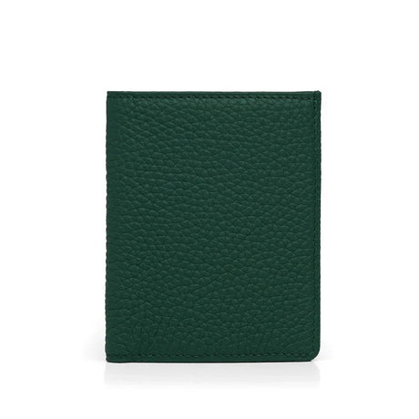 Green pebble leather wallet on a white background