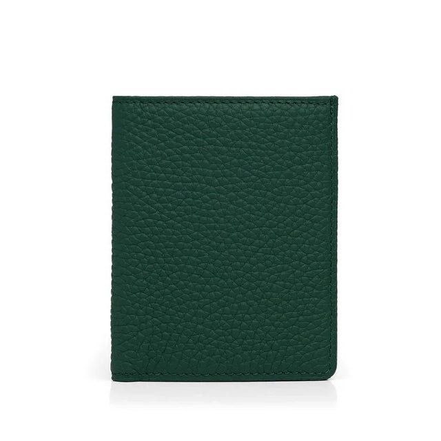 Green pebble leather wallet on a white background