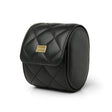 Black caviar pattern leather watch roll case with gold plate logo brand name" HIRAM BERON" on it