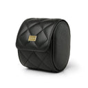 Black caviar pattern leather watch roll case with gold plate logo brand name" HIRAM BERON" on it