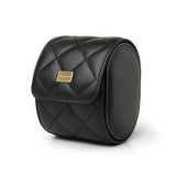 Black caviar pattern leather watch roll case with gold plate logo brand name" HIRAM BERON" on it