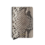 Python skin pop up card holder with brand name on a white background
