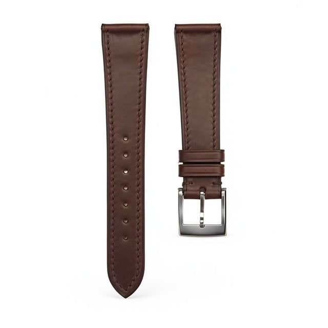Wholesale Horween Chromexcel leather watch strap in brown with Haas Zermatt lining and perimeter stitching 