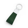 Green pebble leather key fob with silver ring on a white background