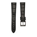 Wholesale French HCP genuine alligator watch strap in black with tapered padded profile and Haas Zermatt lining 