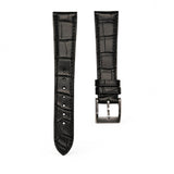 Wholesale French HCP genuine alligator watch strap in black with tapered padded profile and Haas Zermatt lining 