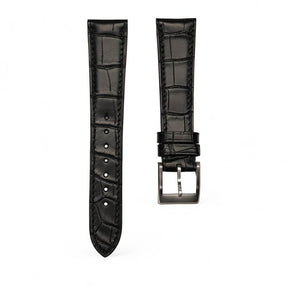 Wholesale French HCP genuine alligator watch strap in black with tapered padded profile and Haas Zermatt lining 