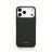 black pebble leather iphone 17 pro case with "HIRAM BERON" brand name on it