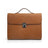 Brown Leather Tablet Briefcase with a lock on a white background