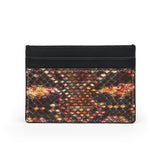 Card Case - Mottled Rust Python from Italy and Black Smooth Leather
