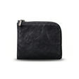 Black leather coin pouch on a white background