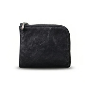 Black leather coin pouch on a white background