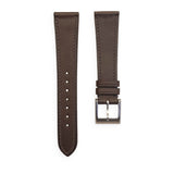 Wholesale French Haas Barenia calfskin watch strap in dark brown with Haas Zermatt lining and perimeter stitching 