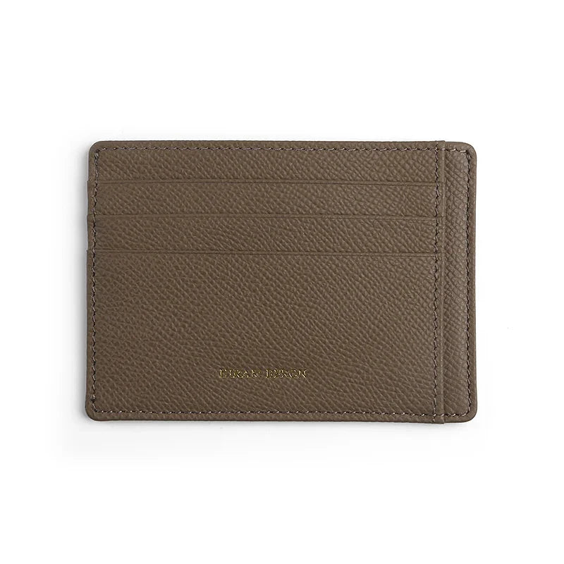 Etoupe leather cardholder with 'HIRAM BERON' branding on a white background