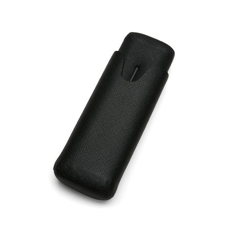 Black textured fabric cigar case with secure closure, ideal for luxury travel and storage