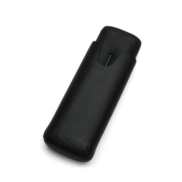 Black textured fabric cigar case with secure closure, ideal for luxury travel and storage