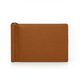 Brown leather money clip card wallet on a white background