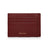Burgundy leather cardholder with 'Hiram Beron' branding on a white background