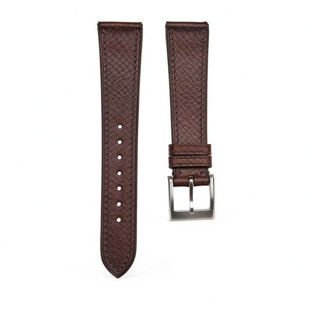 Wholesale Italian Badalassi grained vegetable-tanned leather watch strap in brown with 1.8mm flat profile