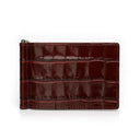 Front View of Brown Crocodile Pattern Money Clip wallet