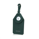 Green pebble leather airtag luggage tag on a white background