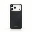 black epi leather iphone case with white background