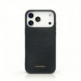 black epi leather iphone case with white background