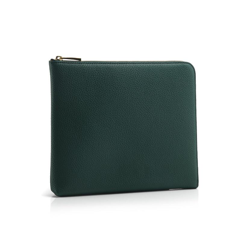 Zipper Clutch Bag - Top Grain Pebble Pattern Cow Leather from China