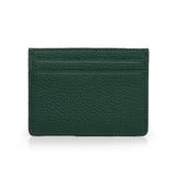 back view of the green leather card holder with a white background