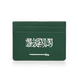 Green cardholder with white Arabic calligraphy and a sword emblem on a white background