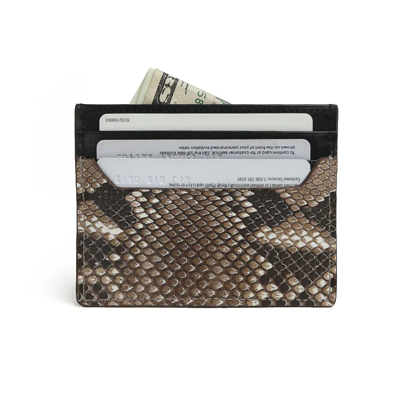 Snake skin wallet with card slots on a white background