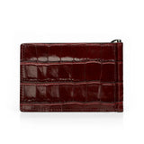 Back View Brown crocodile-patterned money clip wallet on a white background