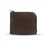 Dark Brown leather coin wallet with a zipper on a white background